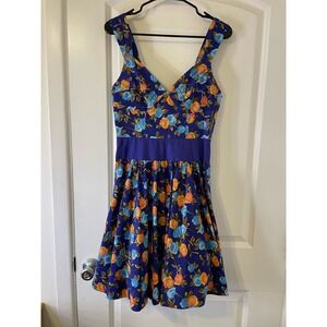 Plenty by Tracy Reese Blue Floral Silk Blend A-line Frock Mini Dress Size 4
